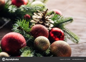 Christmas balls and greenery.jpb